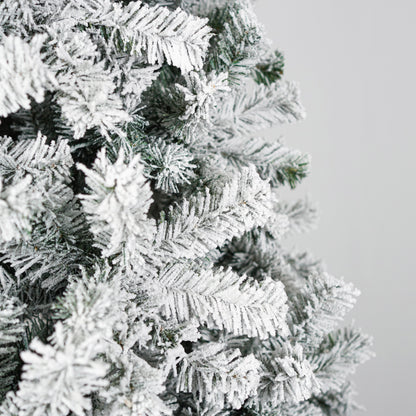 Pre-Lit Flocked Artificial Christmas Tree with Warm White Lights, 4.5 FT–9 FT