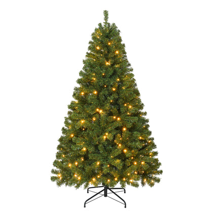 Pre-Lit Artificial Christmas Tree with Warm White Lights, 6 FT & 7.5 FT