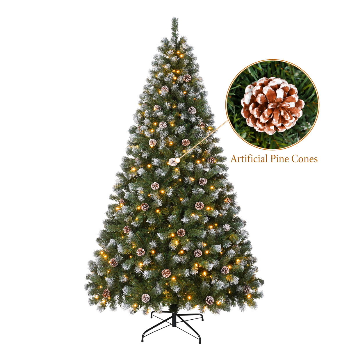 Pre-Lit Artificial Christmas Tree with Warm White Lights, 6 FT & 7.5 FT