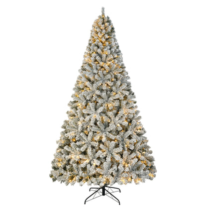 Pre-Lit Flocked Artificial Christmas Tree with Warm White Lights, 4.5 FT–9 FT