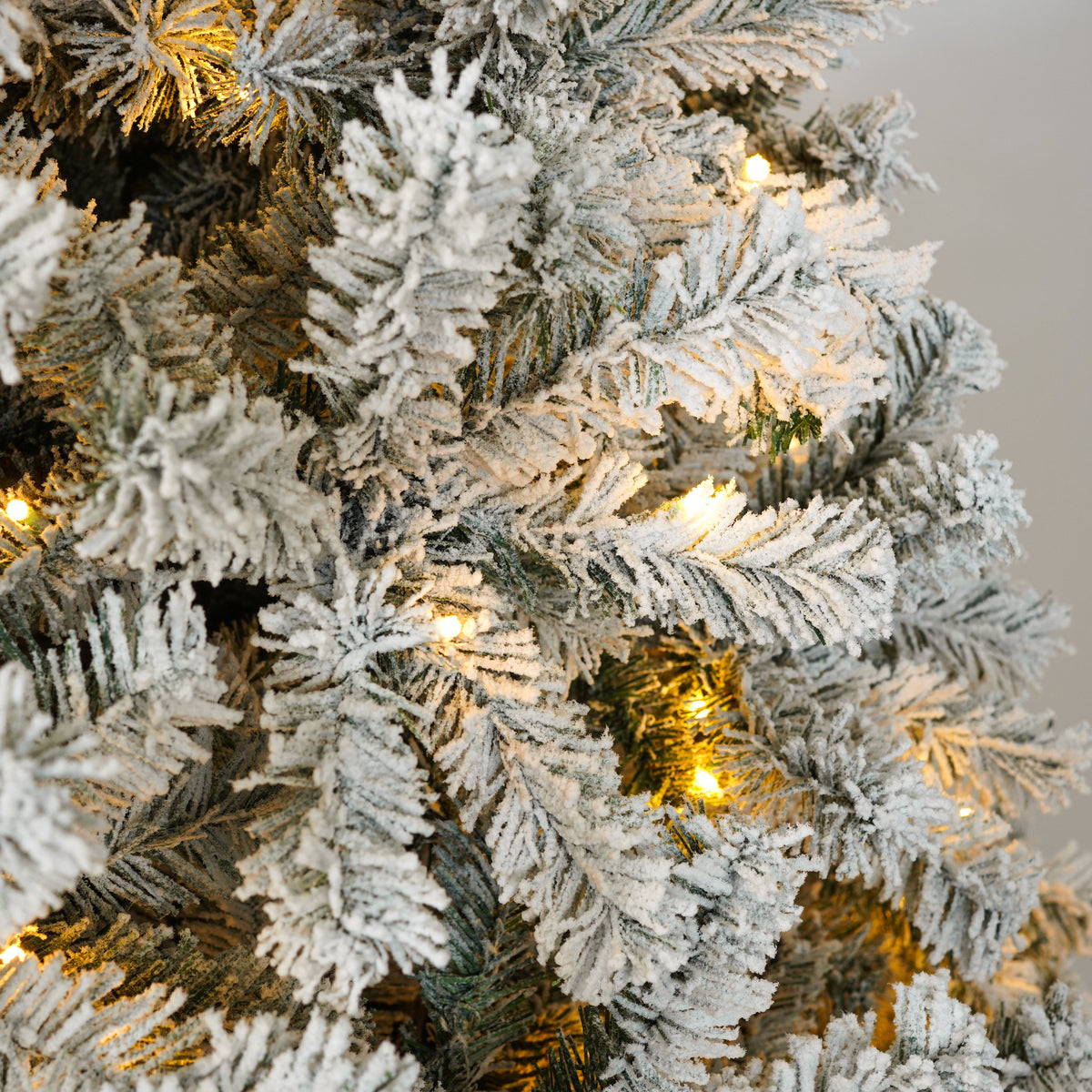 Pre-Lit Flocked Artificial Christmas Tree with Warm White Lights, 4.5 FT–9 FT