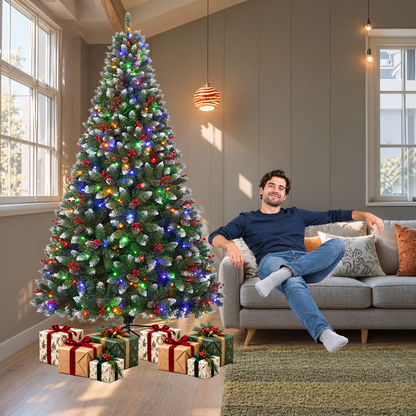 Pre Lit Artificial Christmas Tree with Multicolor Lights 6 FT and 7.5 FT