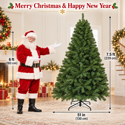 Pre-Lit Artificial Christmas Tree with Warm White Lights, 6 FT & 7.5 FT