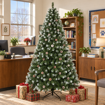 Pre-Lit Artificial Christmas Tree with Warm White Lights, 6 FT & 7.5 FT