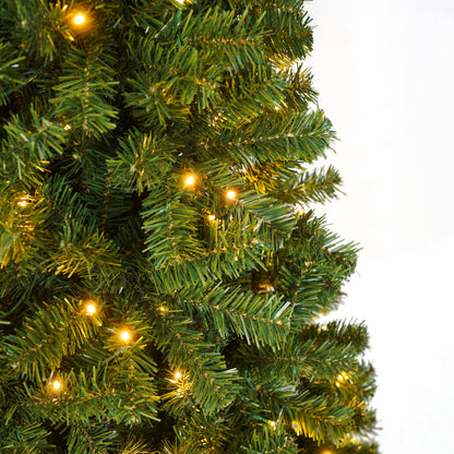 Pre-Lit Artificial Christmas Tree with Warm White Lights, 6 FT & 7.5 FT
