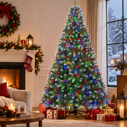 Pre Lit Artificial Christmas Tree with Multicolor Lights 6 FT and 7.5 FT