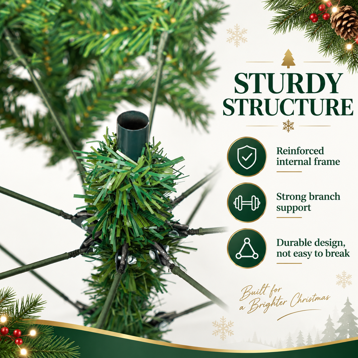 6 FT Pre Lit Artificial Christmas Tree with Multicolor Lights and 55 Pine Cones