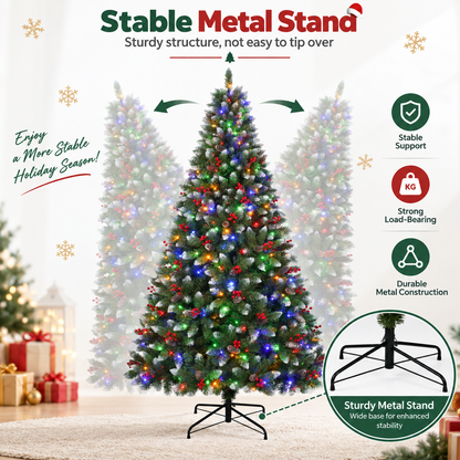 Pre Lit Artificial Christmas Tree with Multicolor Lights 6 FT and 7.5 FT
