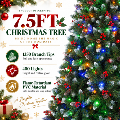 Pre Lit Artificial Christmas Tree with Multicolor Lights 6 FT and 7.5 FT